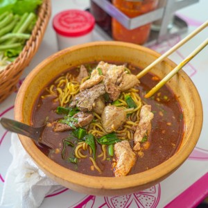 Boat noodle soup wooden bowl Nonsavarng