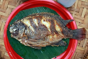 Poisson entier frit à la laotienne