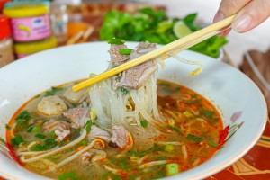 Mae Viengseng crispy pork noodle soup and beef Pho